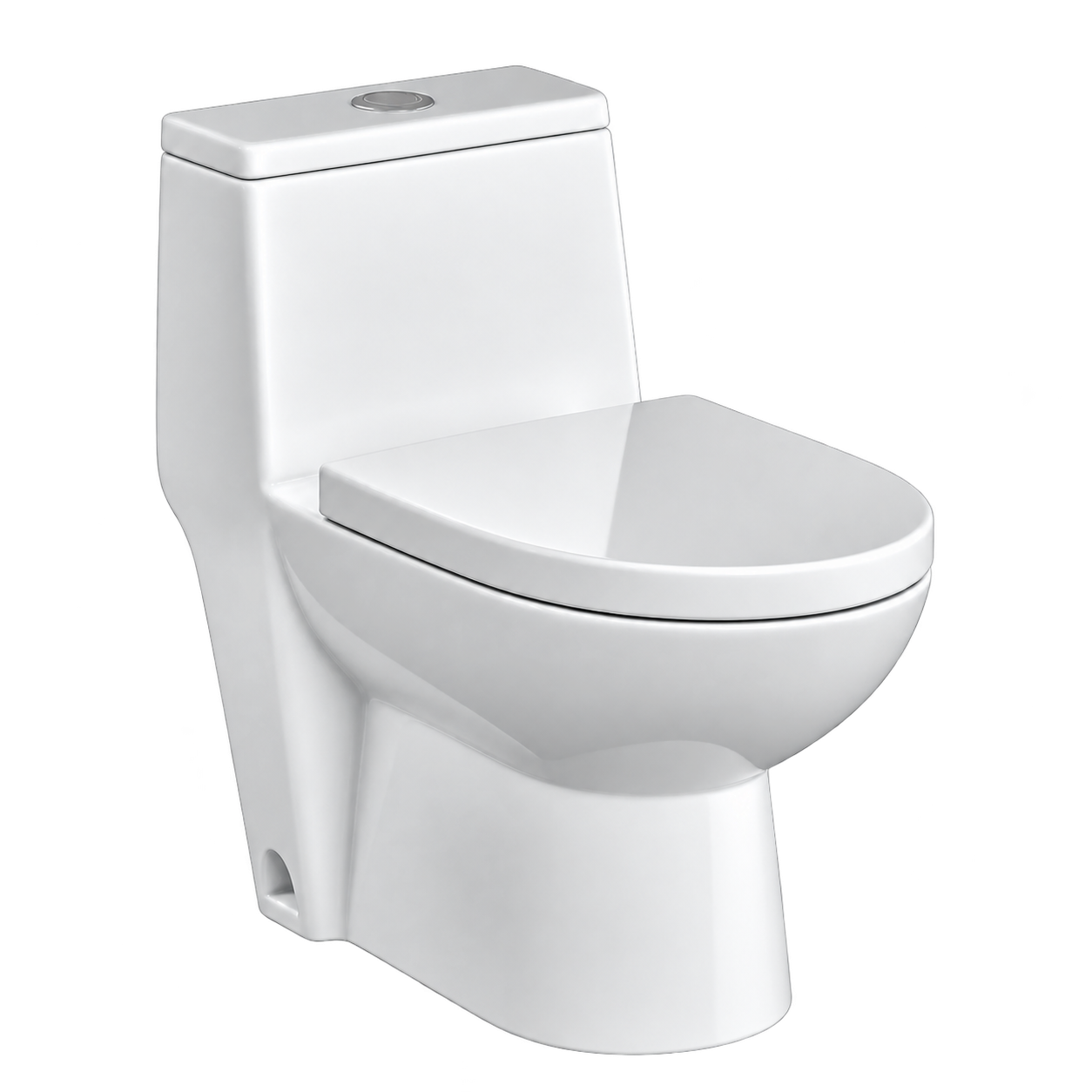 White ceramic one piece toilet